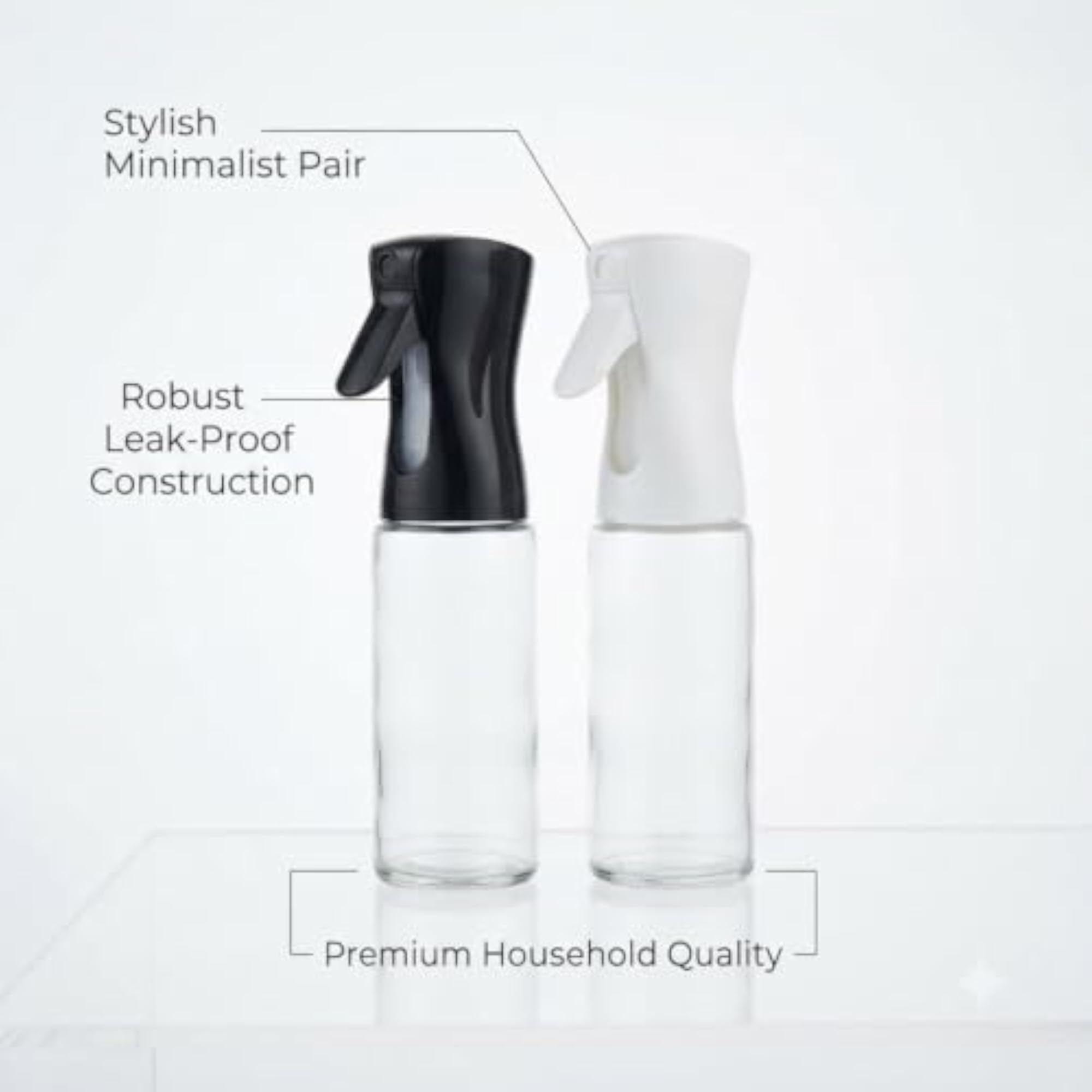 Clear Glass Continuous Mist Spray Bottles, Pack of 2, Everyday Essential